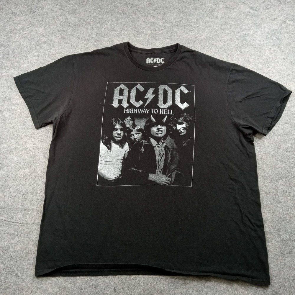 AC/DC Shirt Mens 2XL Black Highway To Hell Band Graphic Tee Tagless Cotton